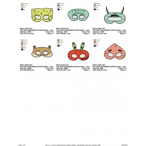 Package 6 Masks SpongeBob Embroidery Designs